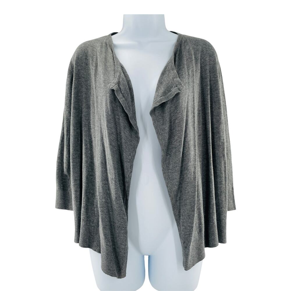 ANN TAYLOR LOFT Cardigan Gray Cotton Knit Open Front Long Sleeve Sweater  SP